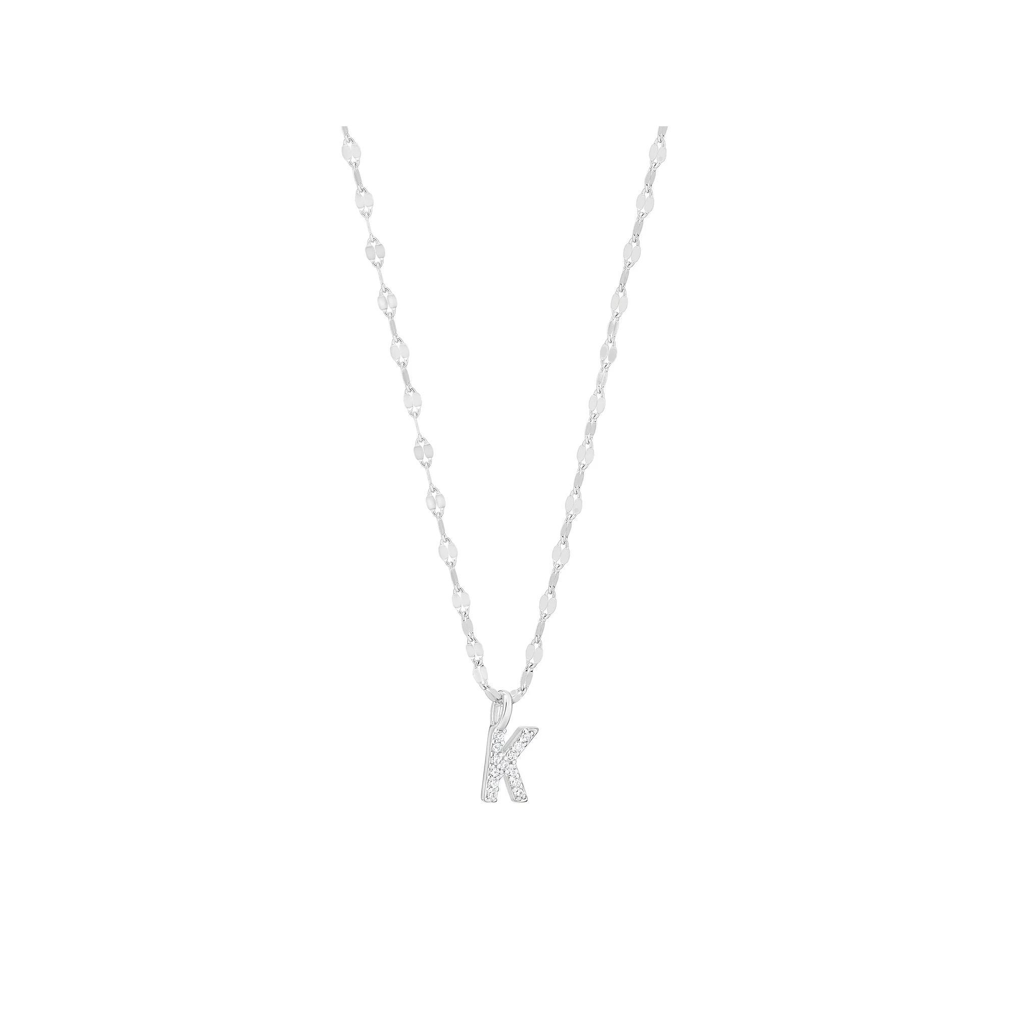 Judy Crowell Sterling Silver Cubic Zirconia Pave Mirror Chain Initial Necklace, Women's, Size: 18" Product Image