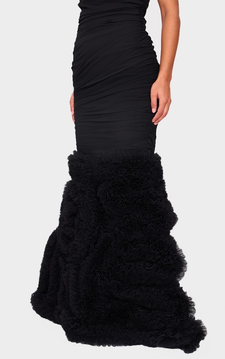 Black Extreme Ruffle Hem Bandeau Maxi Dress Product Image