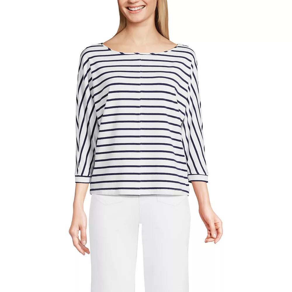 Women's Lands End Lightweight Jersey Boatneck Dolman Sleeve Top, Size: Medium, White Product Image