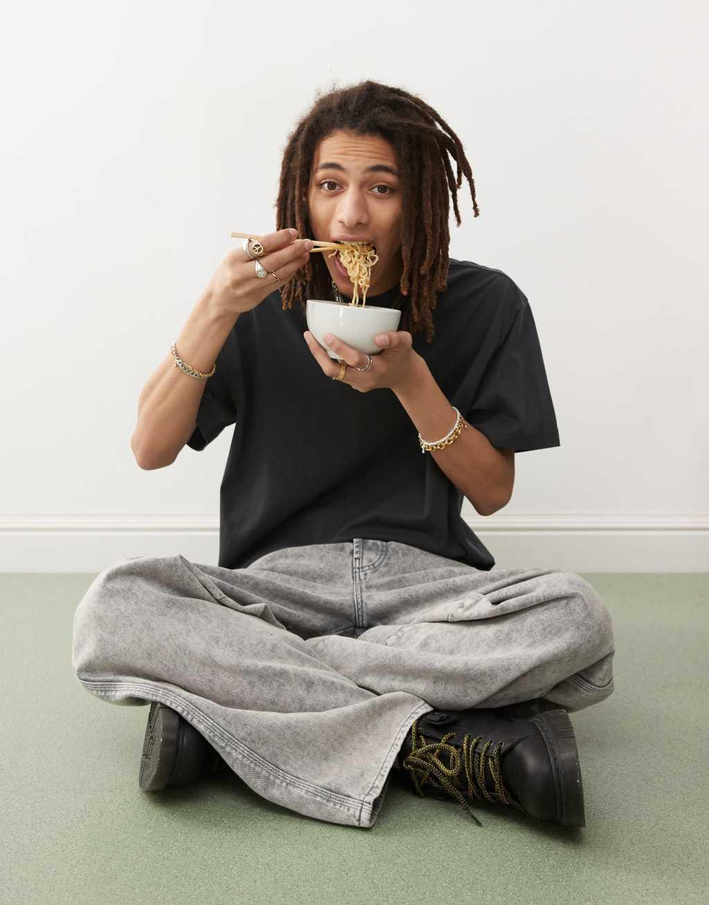 Weekday oversized T-shirt in dark gray Product Image