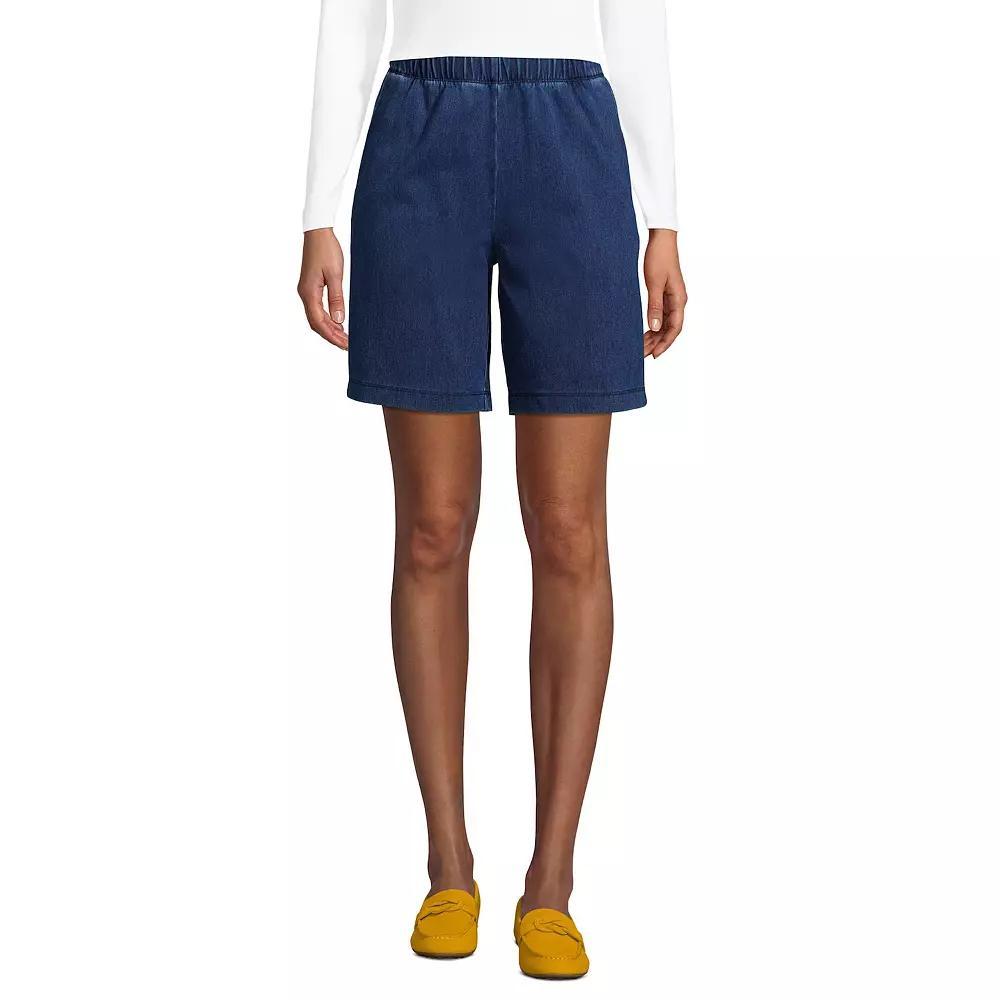 Womens Lands End Sport Knit Pull-On Shorts Medium Blue Product Image