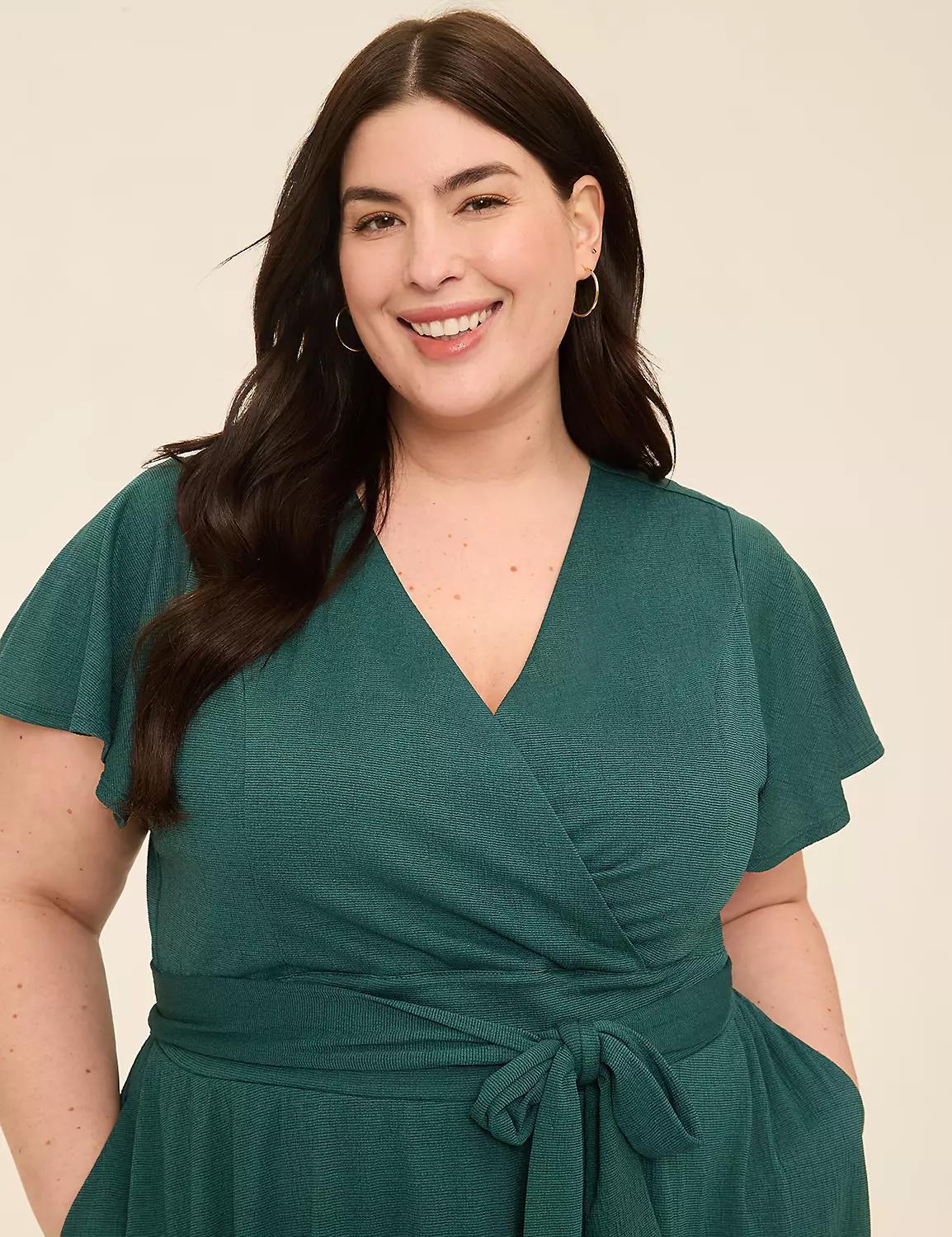 Lena Flutter-Sleeve Knit Dress Product Image