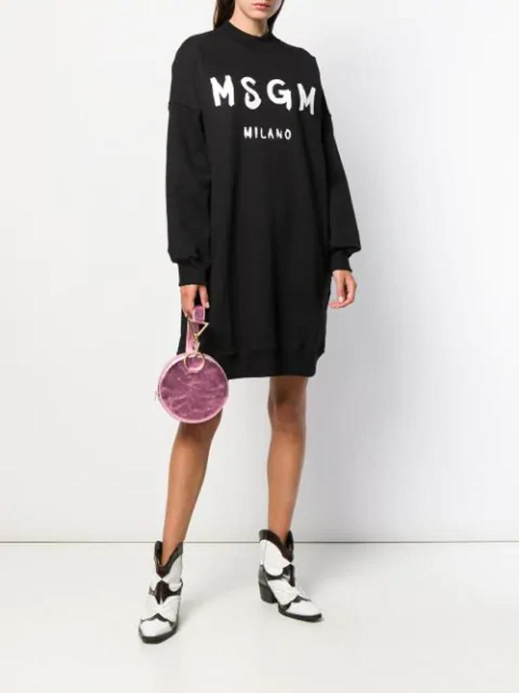 MSGM Black Stroke Logo T-shirt Dress Product Image