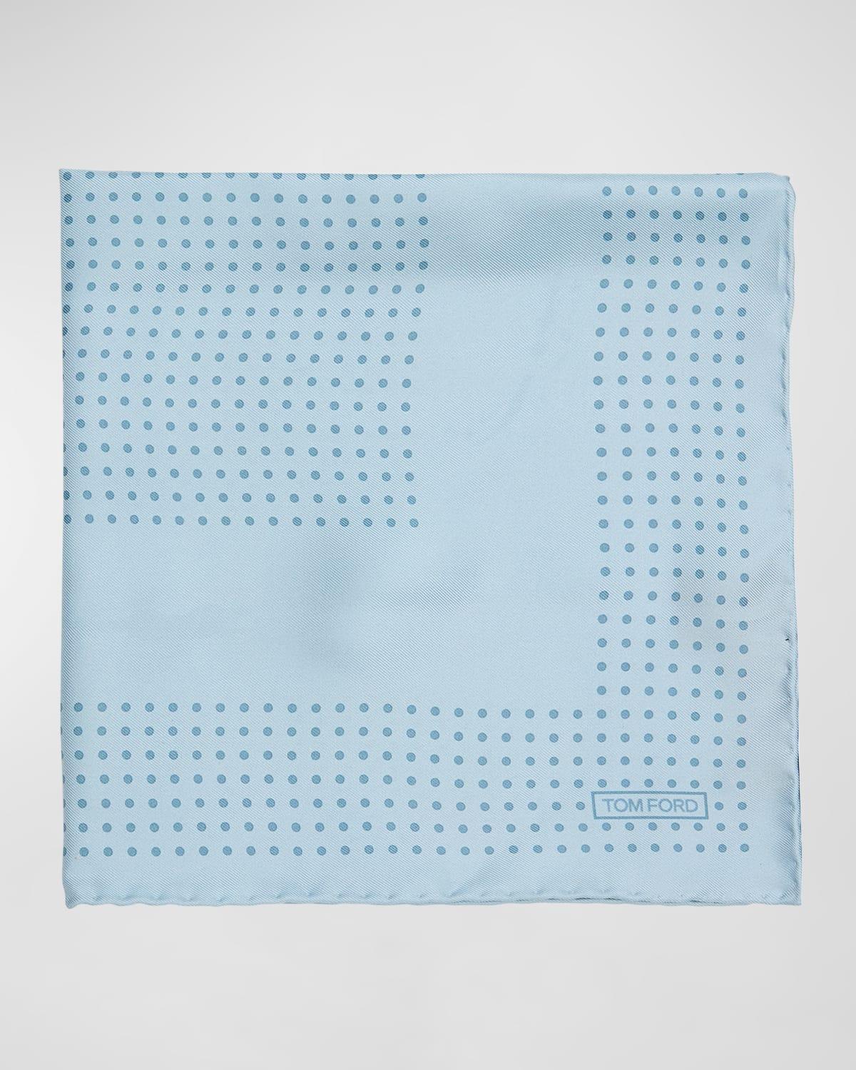 Mens Mulberry Silk Polka Dot-Print Pocket Square Product Image