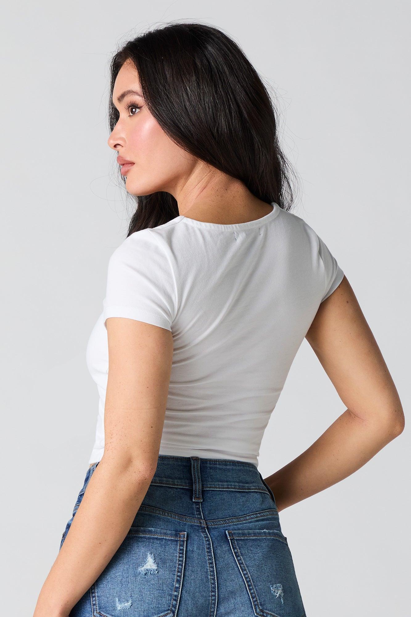 Square Neck Short Sleeve Crop Top Female Product Image