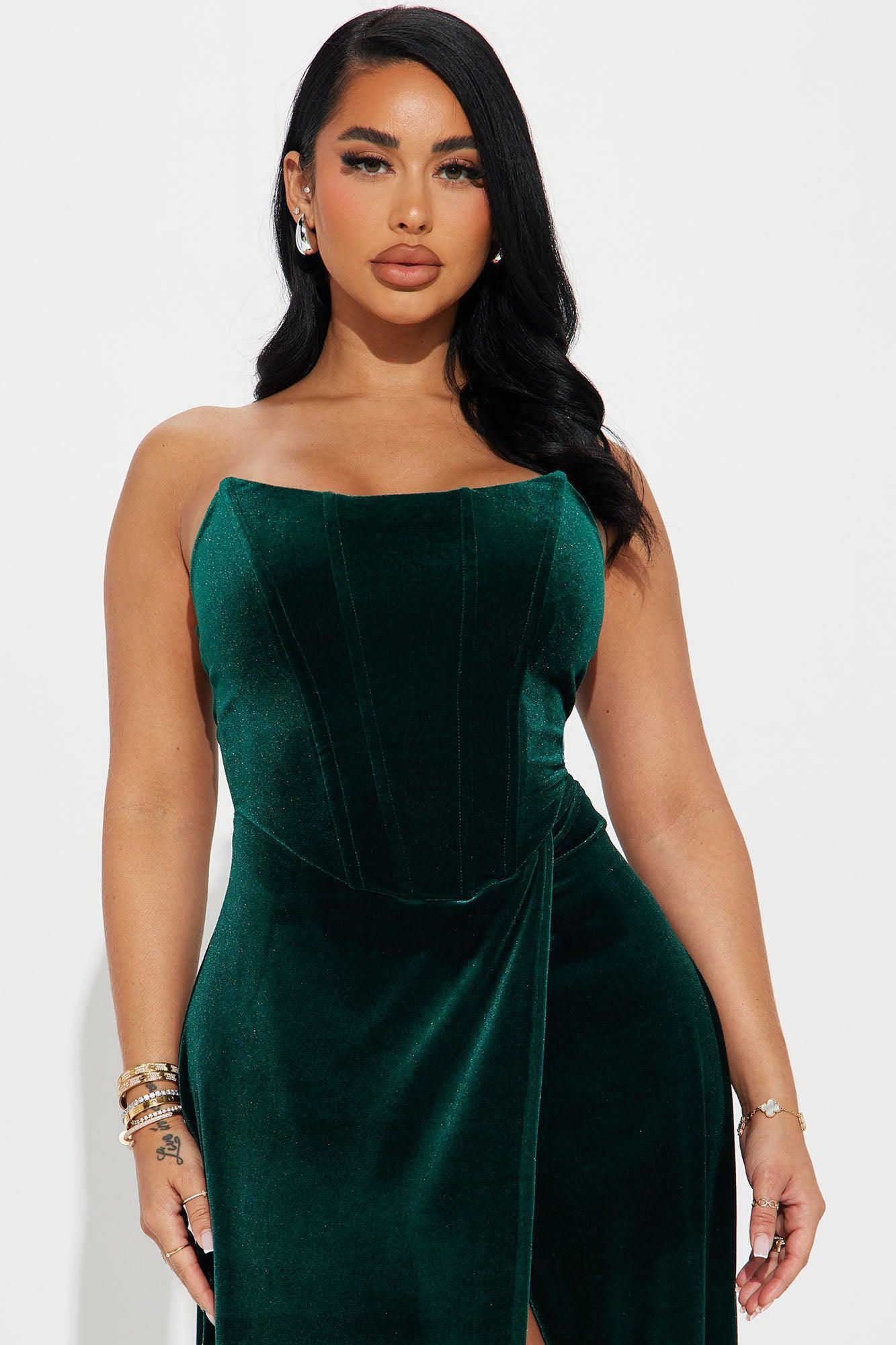 Leila Velvet Maxi Dress - Hunter Product Image