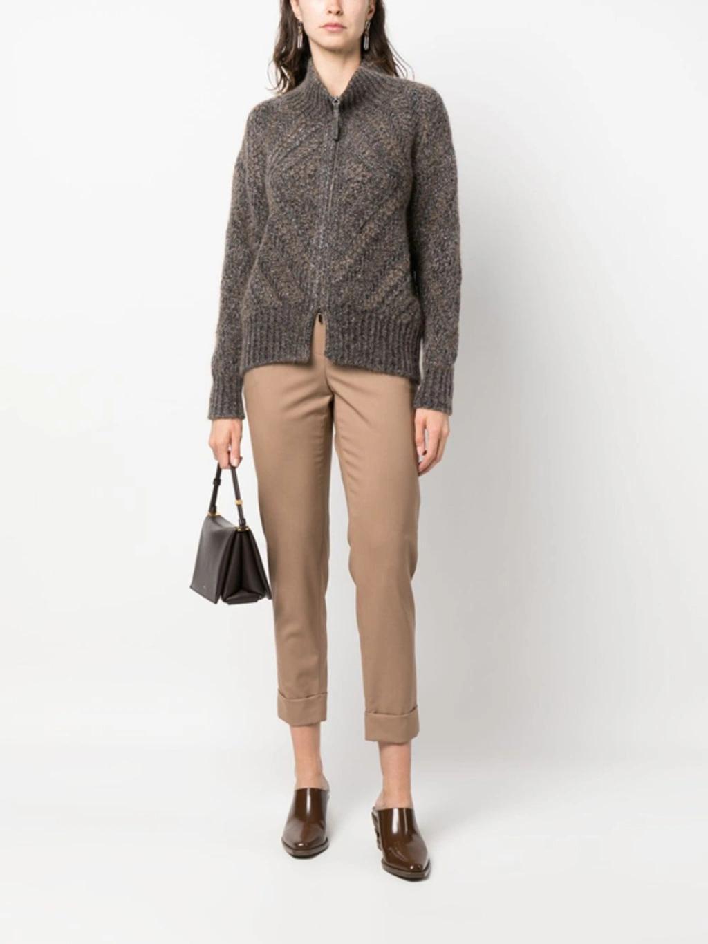FABIANA FILIPPI Long-sleeve Zip-up Cardigan In Grey Product Image
