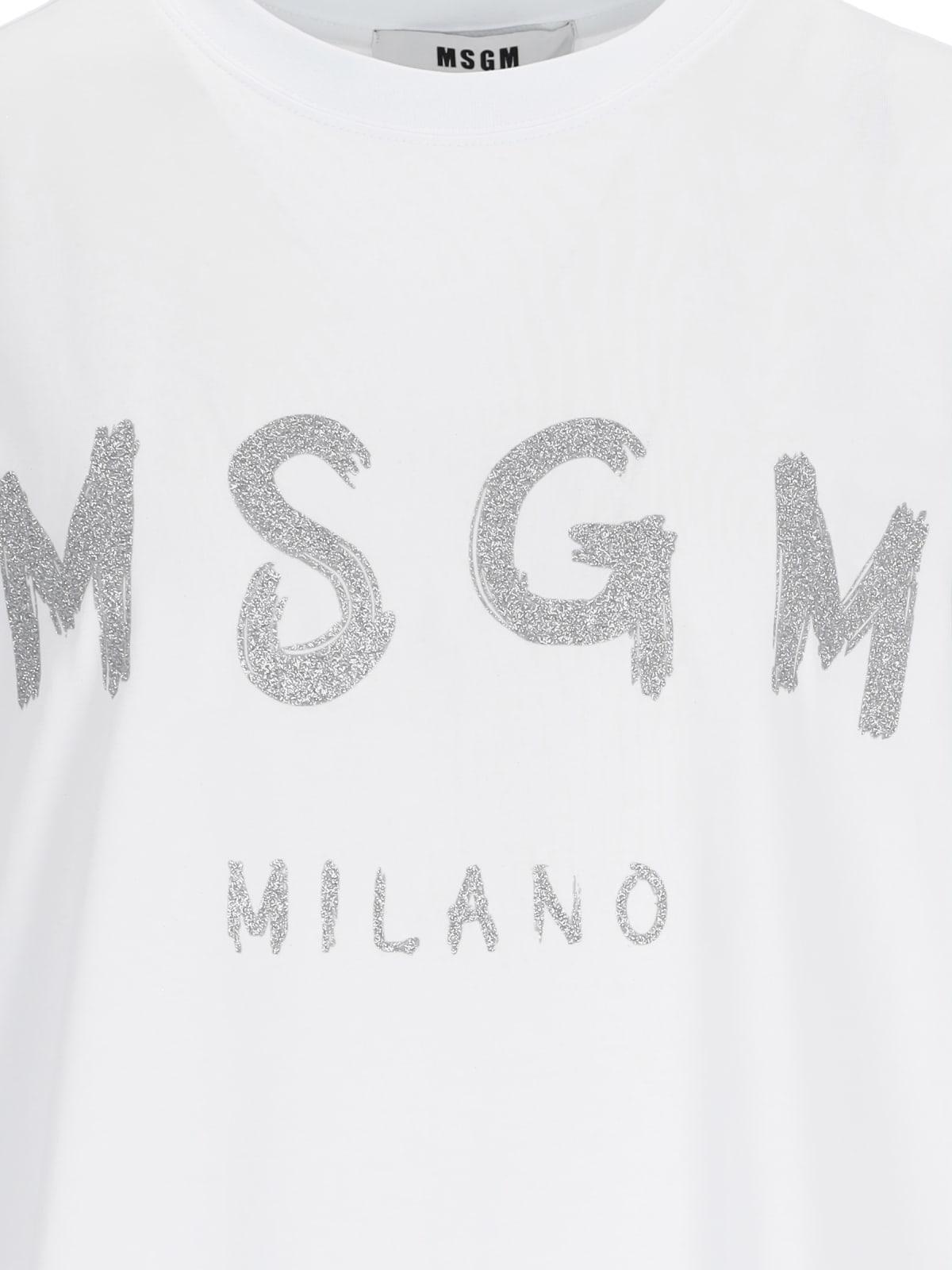 MSGM Logo Dress In White Product Image