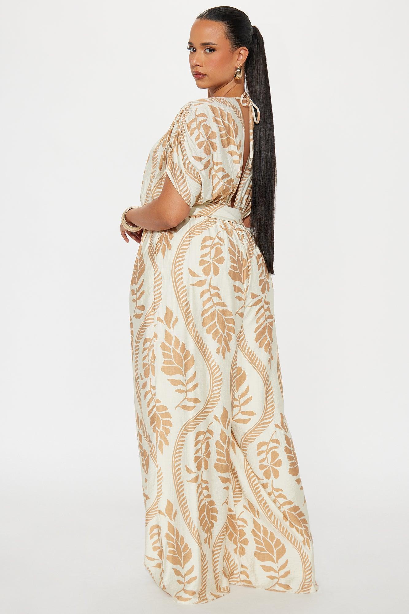 Tori Short Sleeve V-Neck Jumpsuit - Cream/combo Product Image