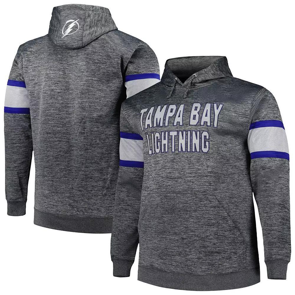 Men's Heather Charcoal Tampa Bay Lightning Big & Tall Stripe Pullover Hoodie, Size: 5XLT, Lgh Charco Product Image
