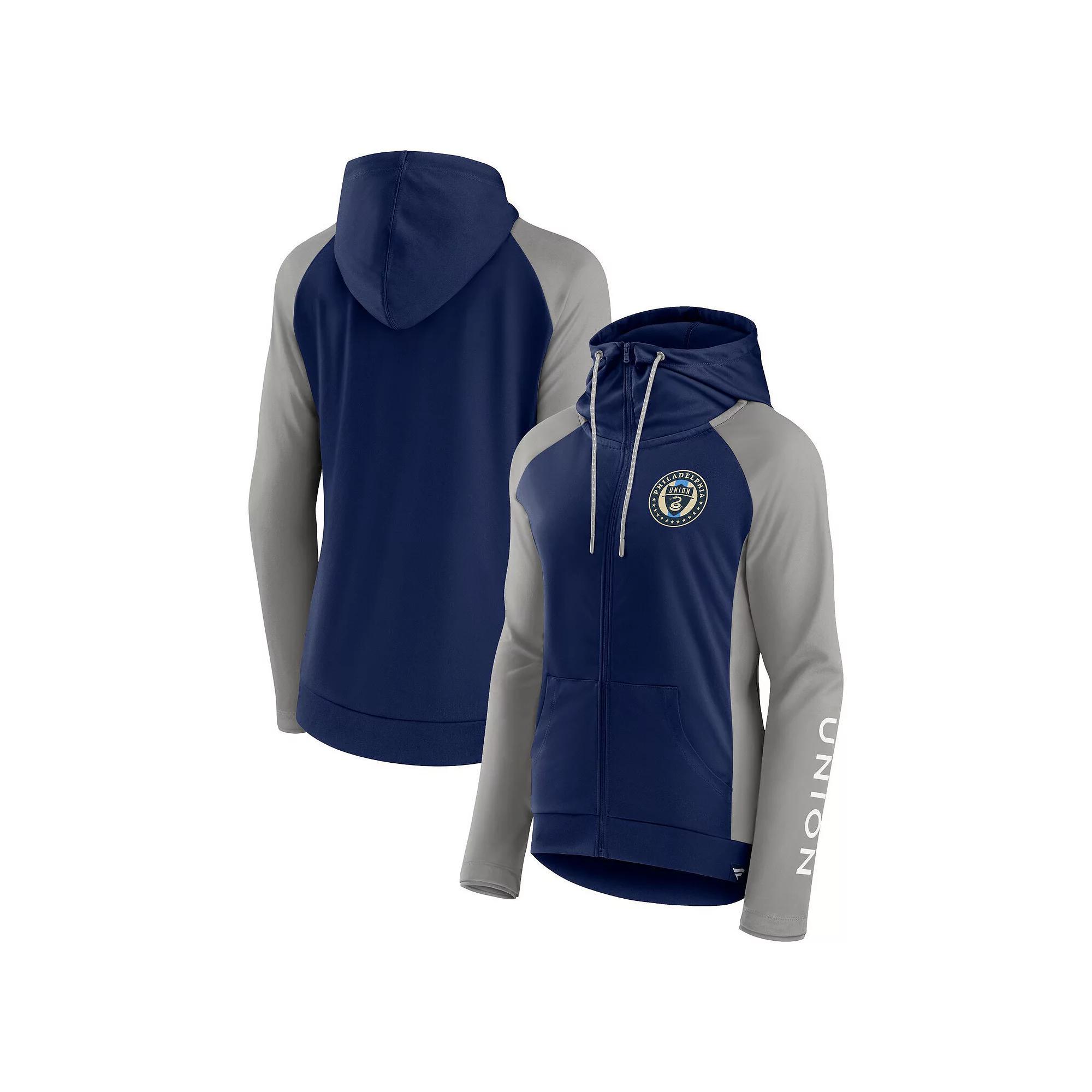 Women's Fanatics Branded Navy/Light Blue Tennessee Titans End Around Lightweight Raglan Full-Zip Hoodie Jacket, Size: XS Product Image