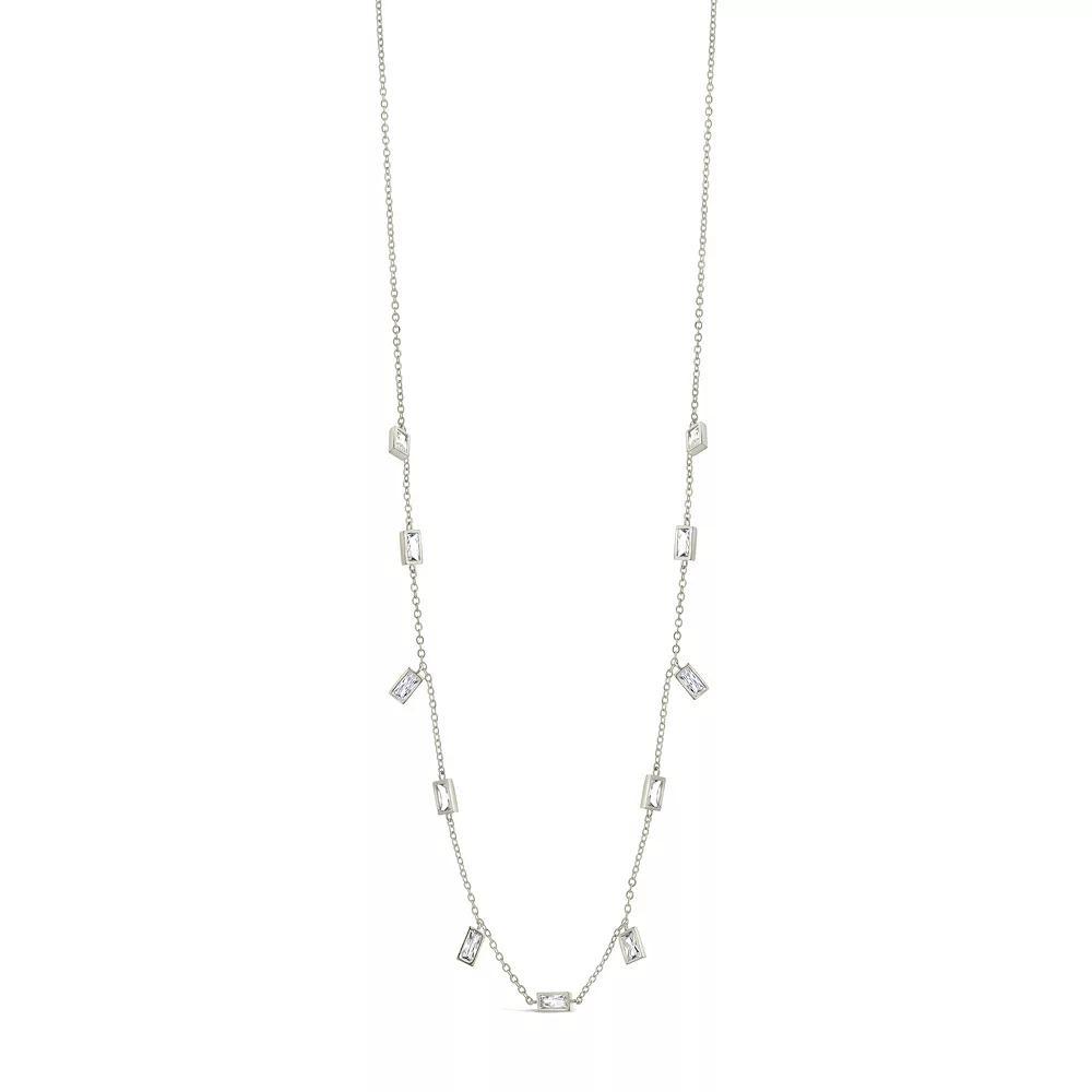 MC Collective Bezel Cubic Zirconia Charm Station Necklace, Women's, Size: 16-18" ADJ, Silver Tone Product Image