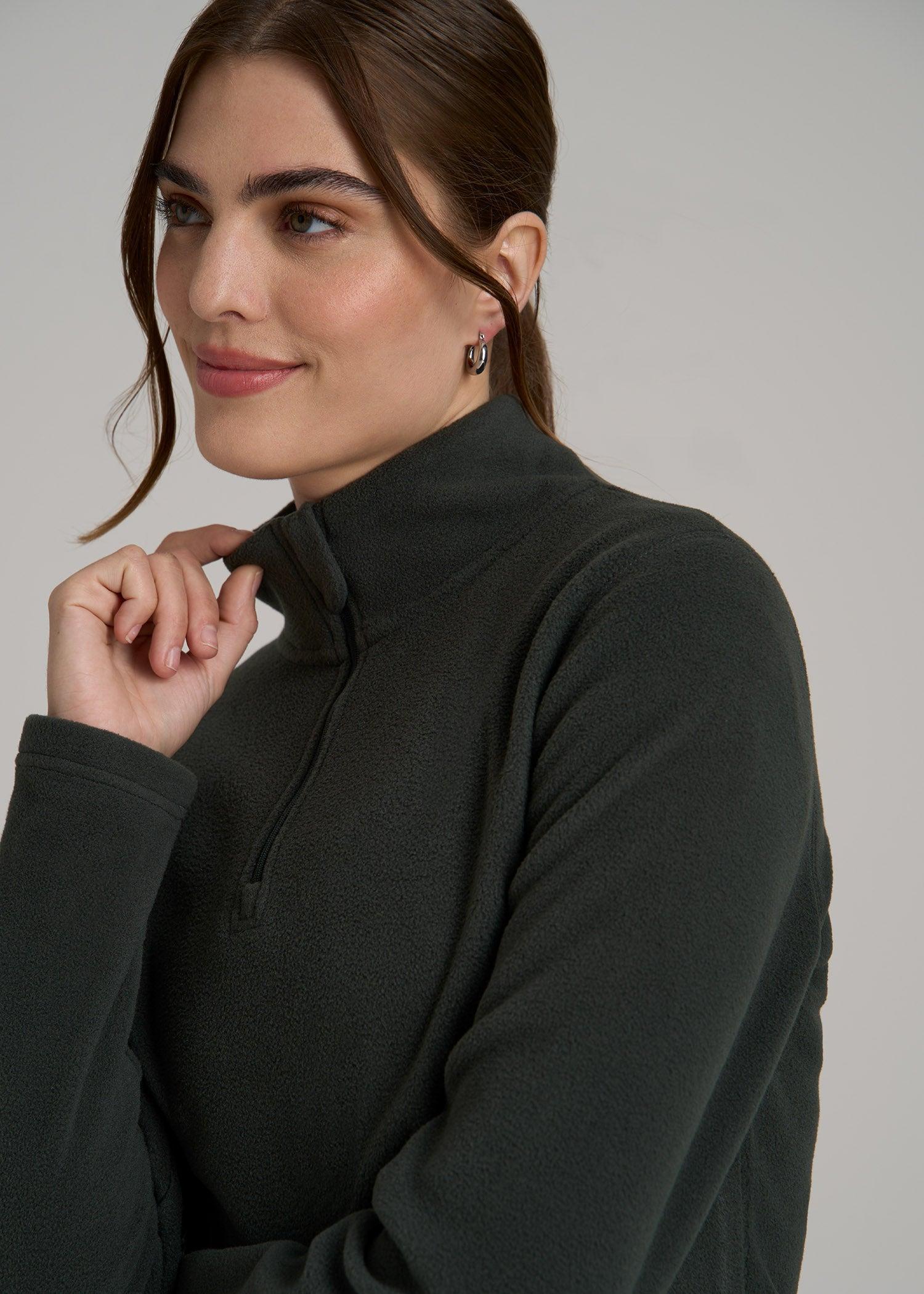 Half Zip Polar Fleece Pullover Sweater for Tall Women in Pine Grove Product Image