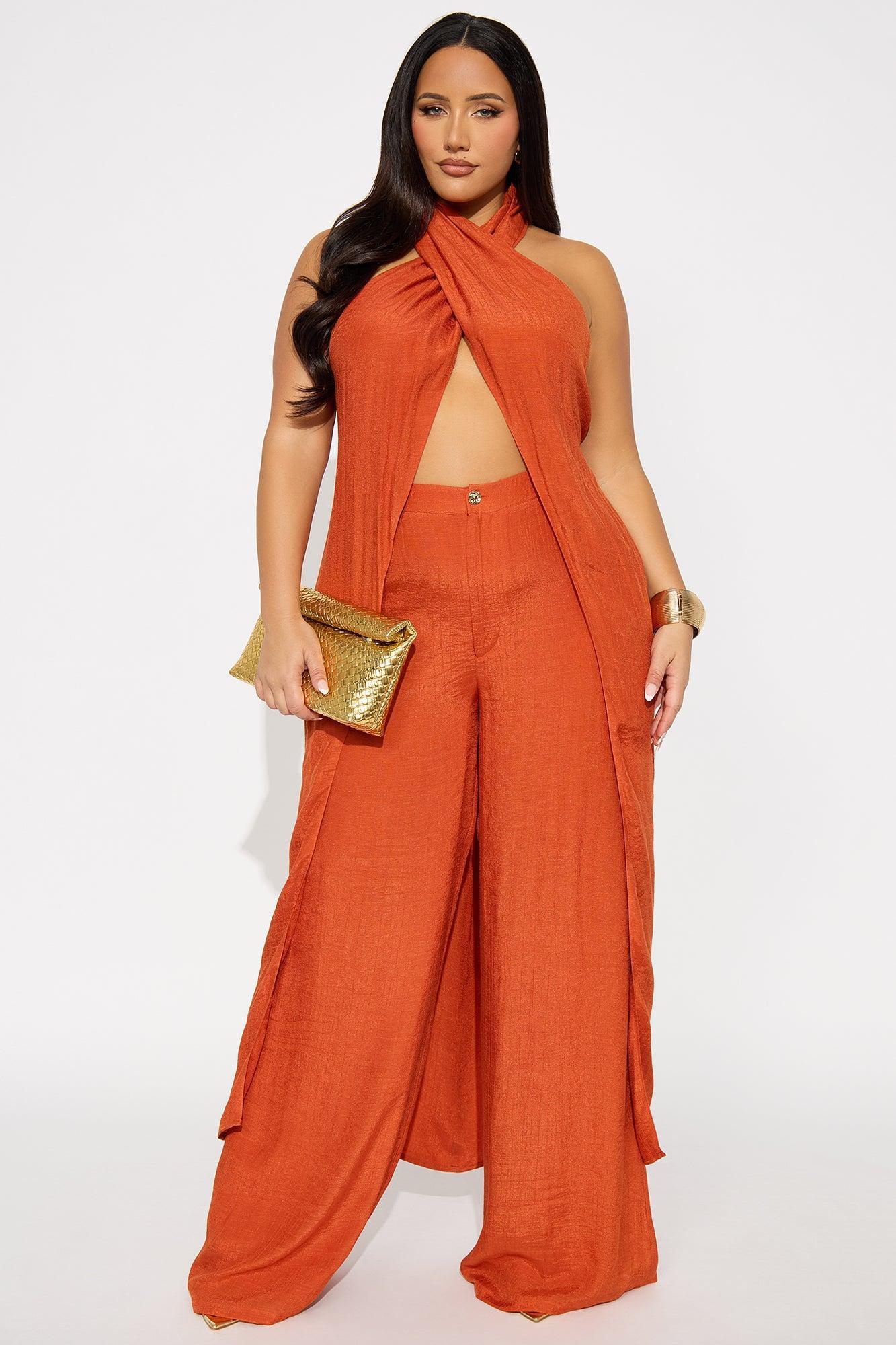 Angelic Vibes Linen Pant Set - Rust Product Image