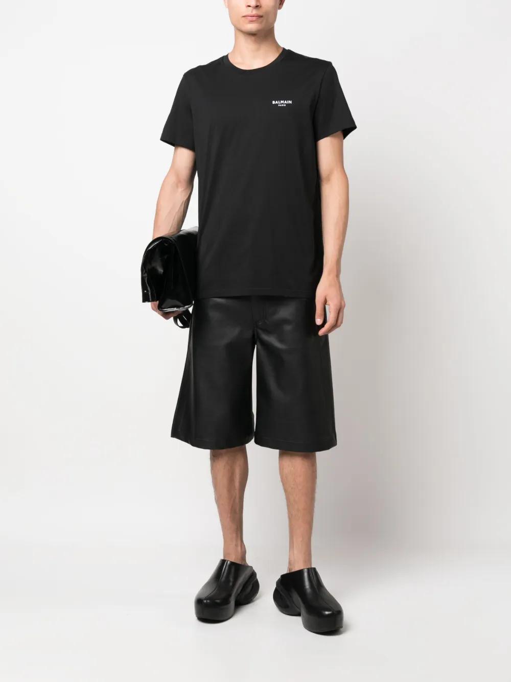 flocked-logo cotton T-shirt Product Image