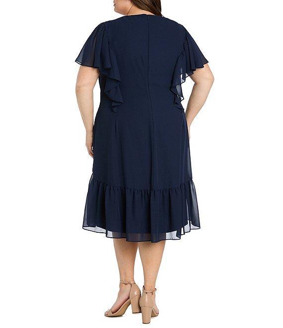 R & M Richards Plus Size Sweetheart Neck Drop Waist Midi Dress Product Image