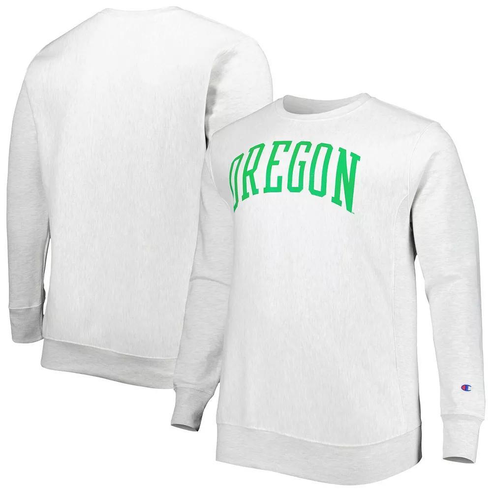 Men's Champion Heathered Gray Oregon Ducks Big & Tall Reverse Weave Fleece Crewneck Pullover Sweatshirt, Size: 2XB, Grey Product Image