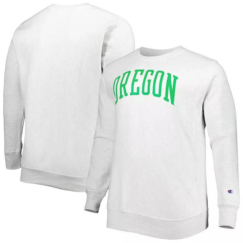 Men's Champion Heathered Gray Oregon Ducks Big & Tall Reverse Weave Fleece Crewneck Pullover Sweatshirt, Size: 2XB, Grey Product Image