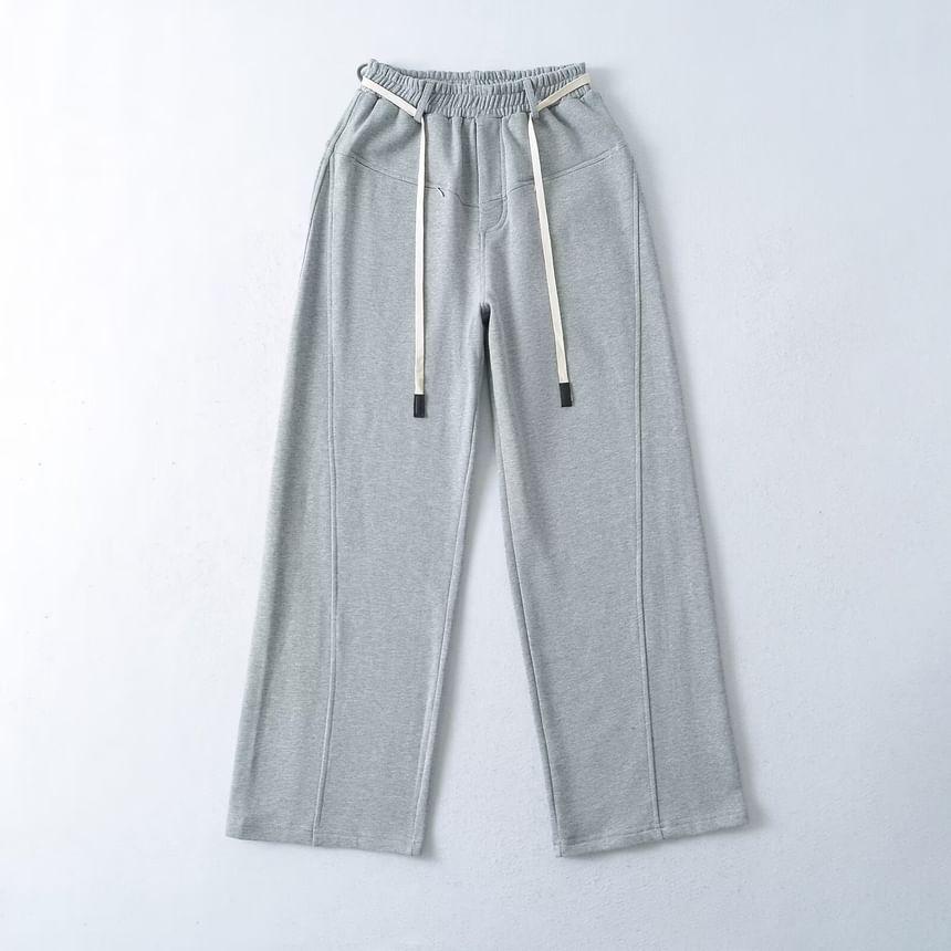 Drawstring Waist Wide Leg Sweatpants Product Image