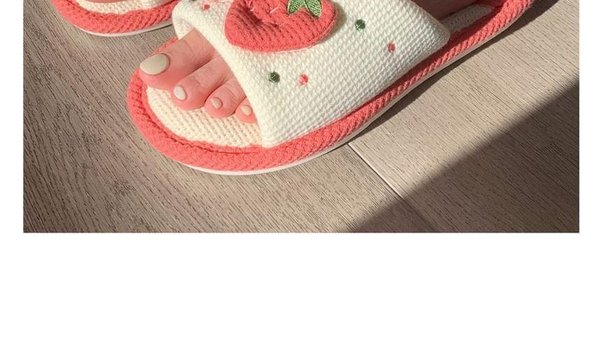 Strawberry Embroidered Slippers Product Image