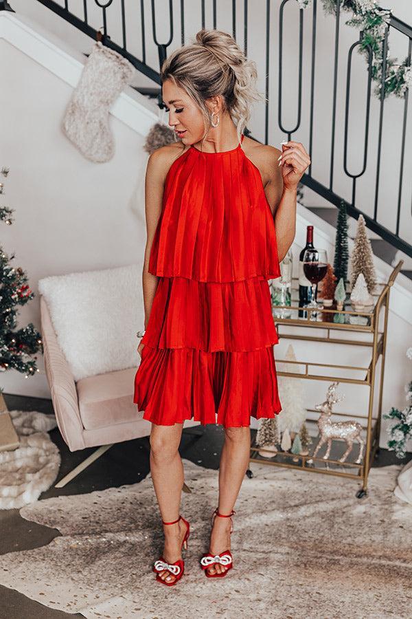Central Avenue Pleated Dress In Red Product Image