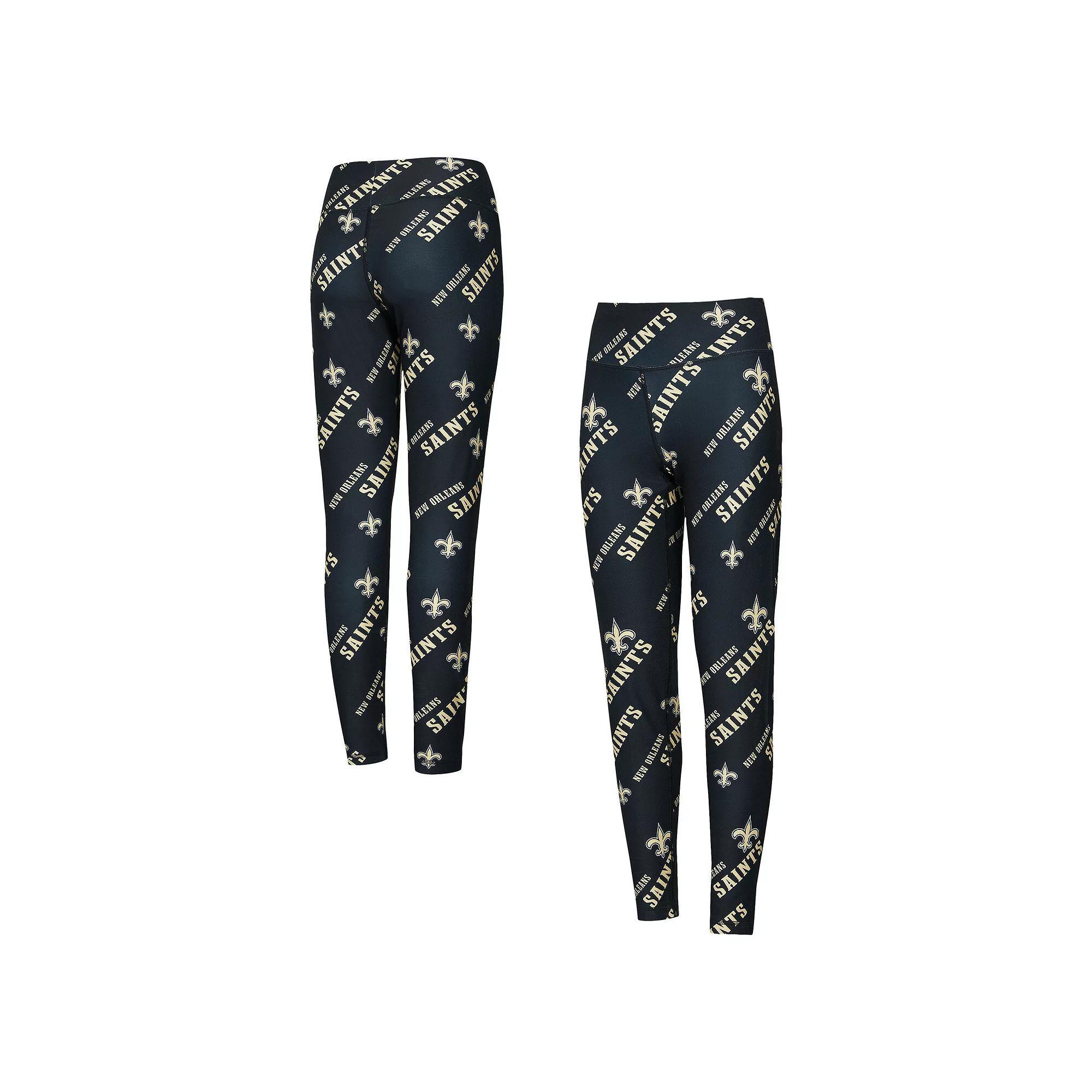 Women's Concepts Sport Black New Orleans Saints Breakthrough Allover Print Knit Leggings, Size: Small Product Image