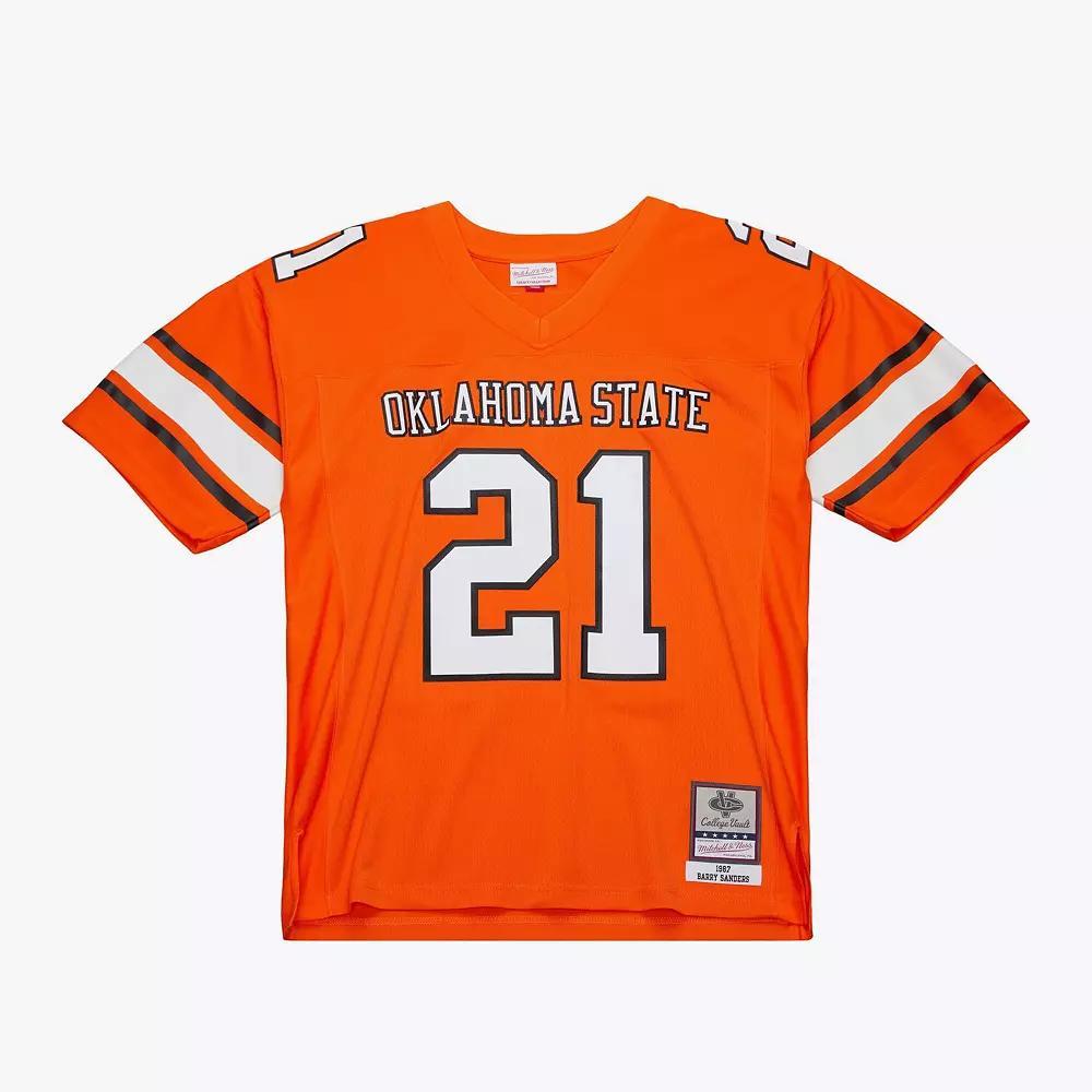 Men's Mitchell & Ness Barry Sanders Orange Oklahoma State Cowboys 1987 Replica Jersey, Size: 2XL Product Image