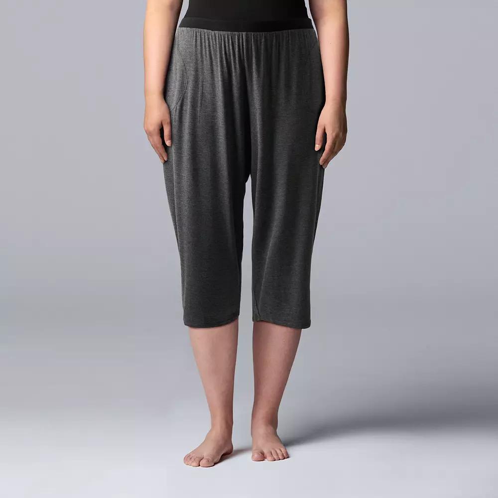 Plus Size Simply Vera Vera Wang Basic Luxury Pajama Capri Pants, Women's, Size: 1XL, Grey Gray Product Image