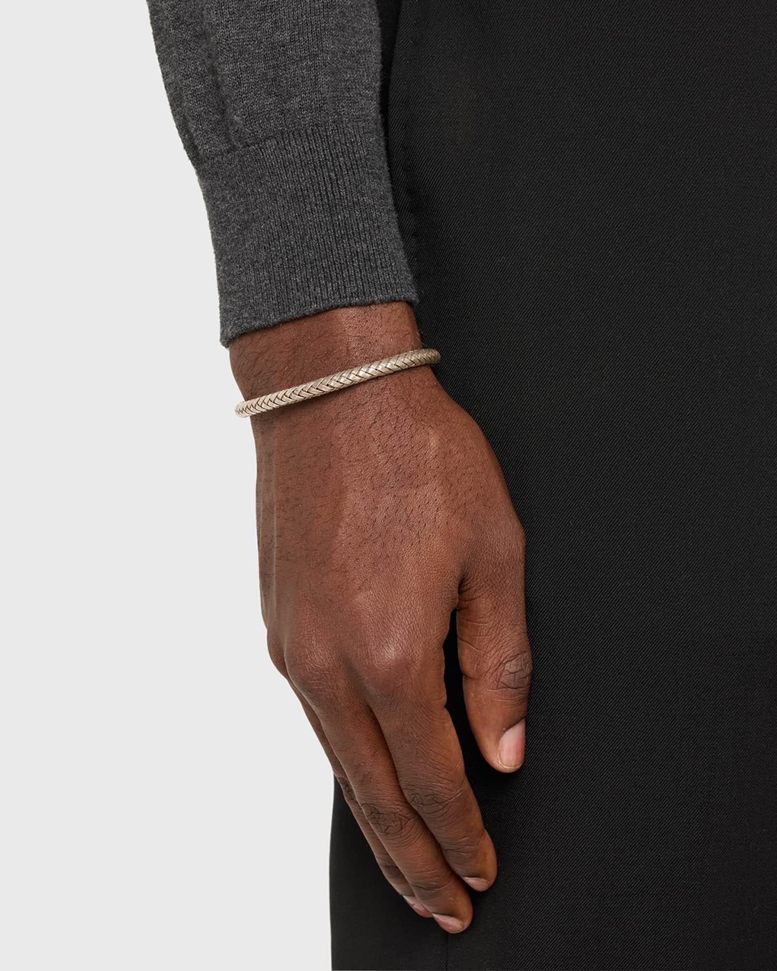 Mens Braided Sterling Silver Cuff Bracelet Product Image