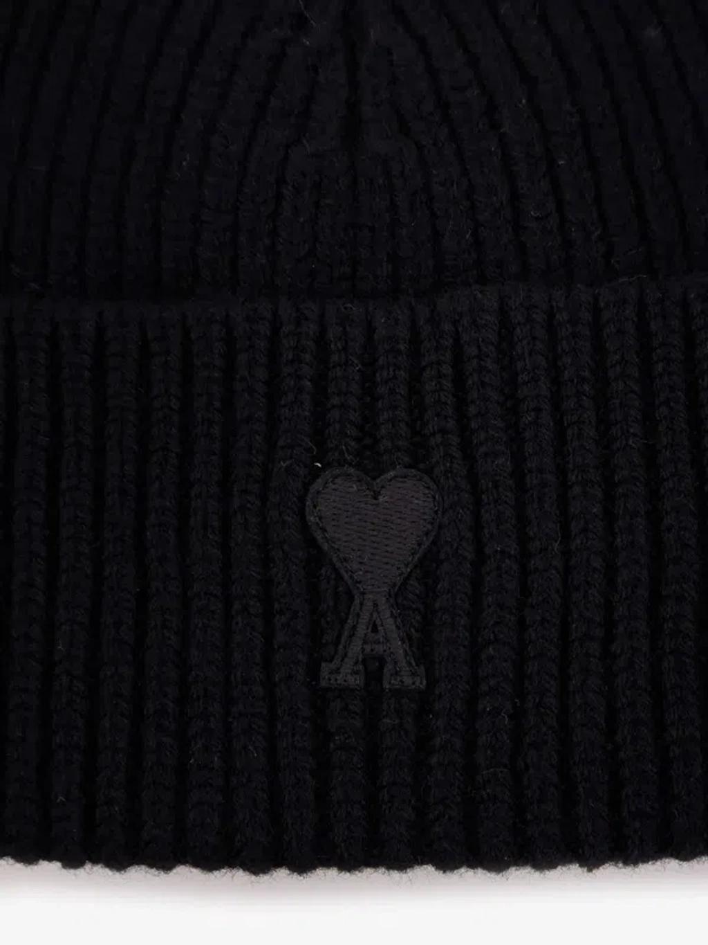 AMI ALEXANDRE MATTIUSSI Ami Paris Ami De Coeur Black Wool Hat Men Product Image