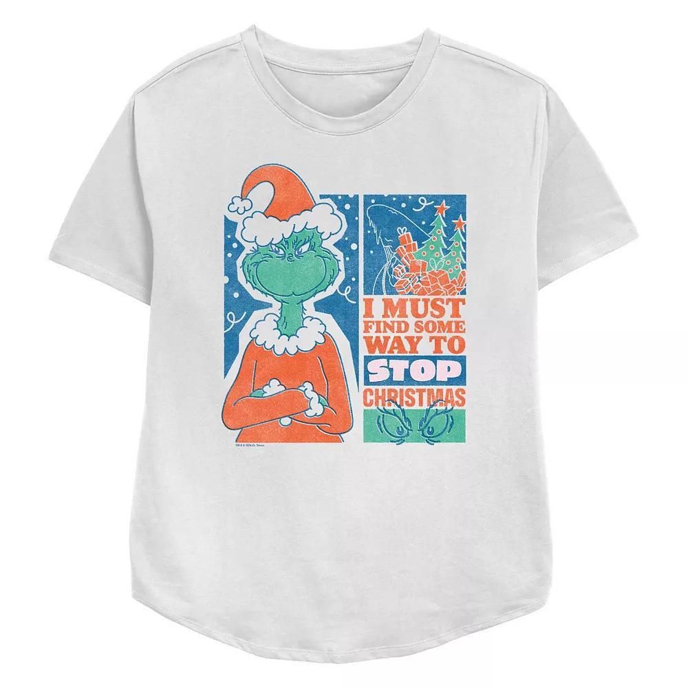 Women's Dr. Seuss Grinch Must Stop Christmas Relaxed Fit Tee, Size: XL, White Product Image