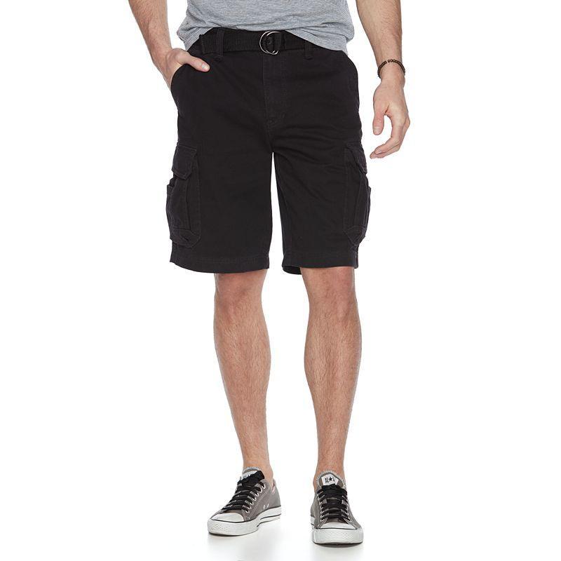 Men's UNIONBAY 11" Survivor Belted Cargo Shorts, Size: 38, Black Product Image