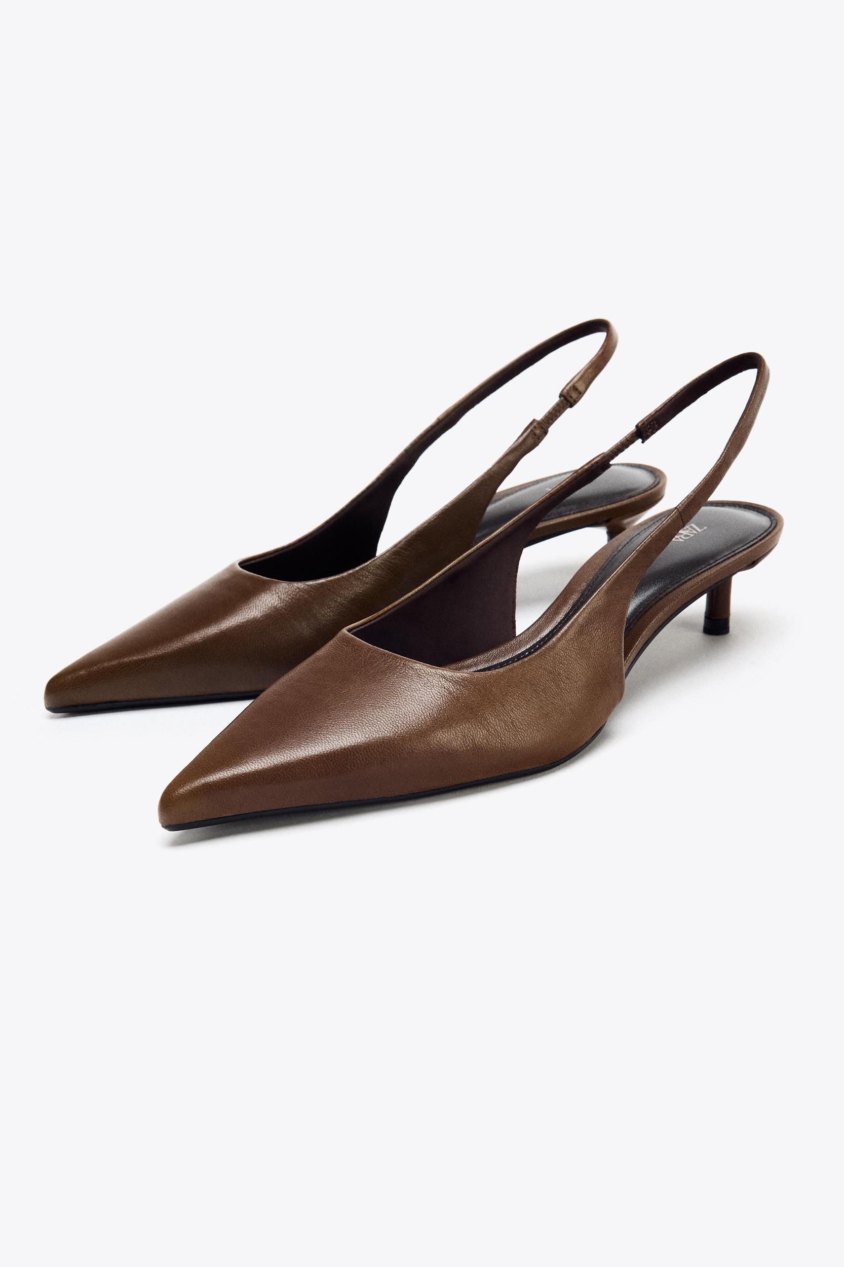 LEATHER KITTEN HEEL SHOES Product Image