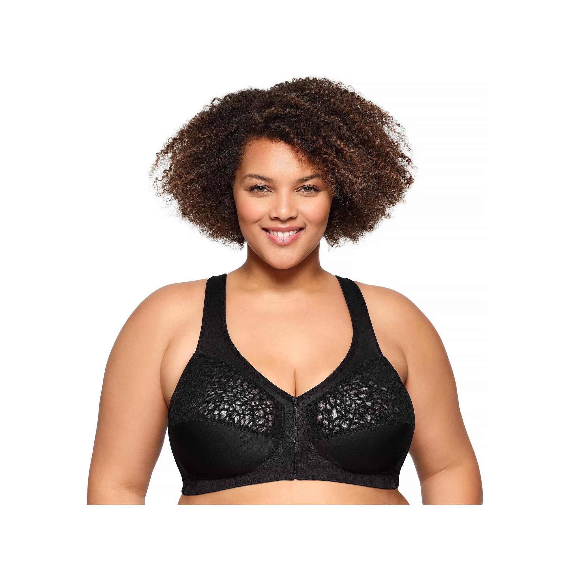 Plus Size Glamorise Bra MagicLift Front-Closure Wirefree Racerback Bra 1206, Women's, Size: 48 B, Black Product Image