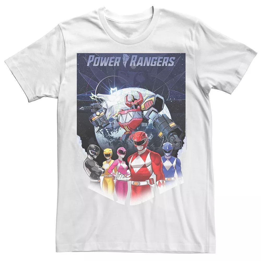 Men's Power Rangers Fade Portrait Megazord Poster Tee, Size: Large, White Product Image