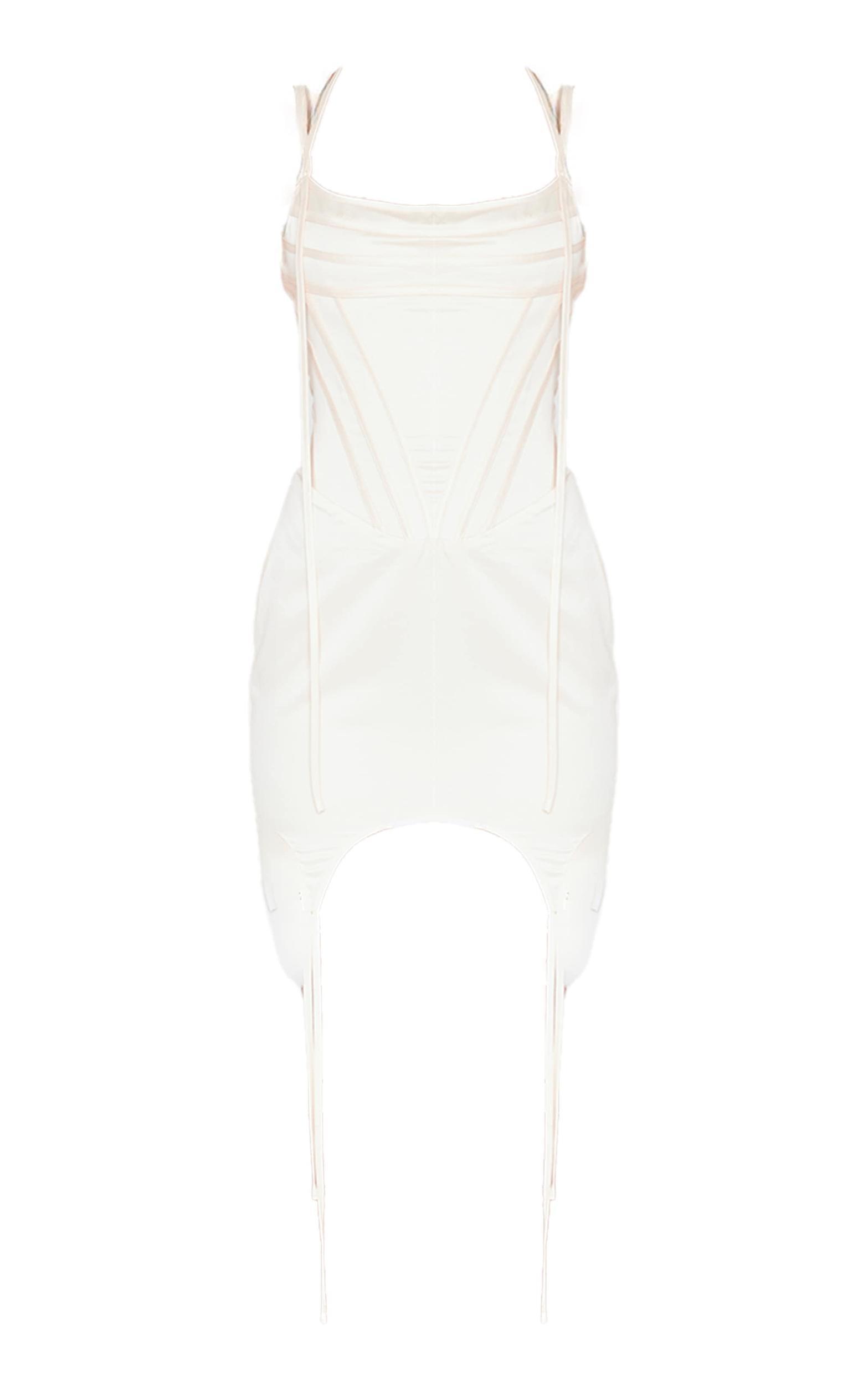 Champagne Satin Corset Bodice Mini Dress Product Image