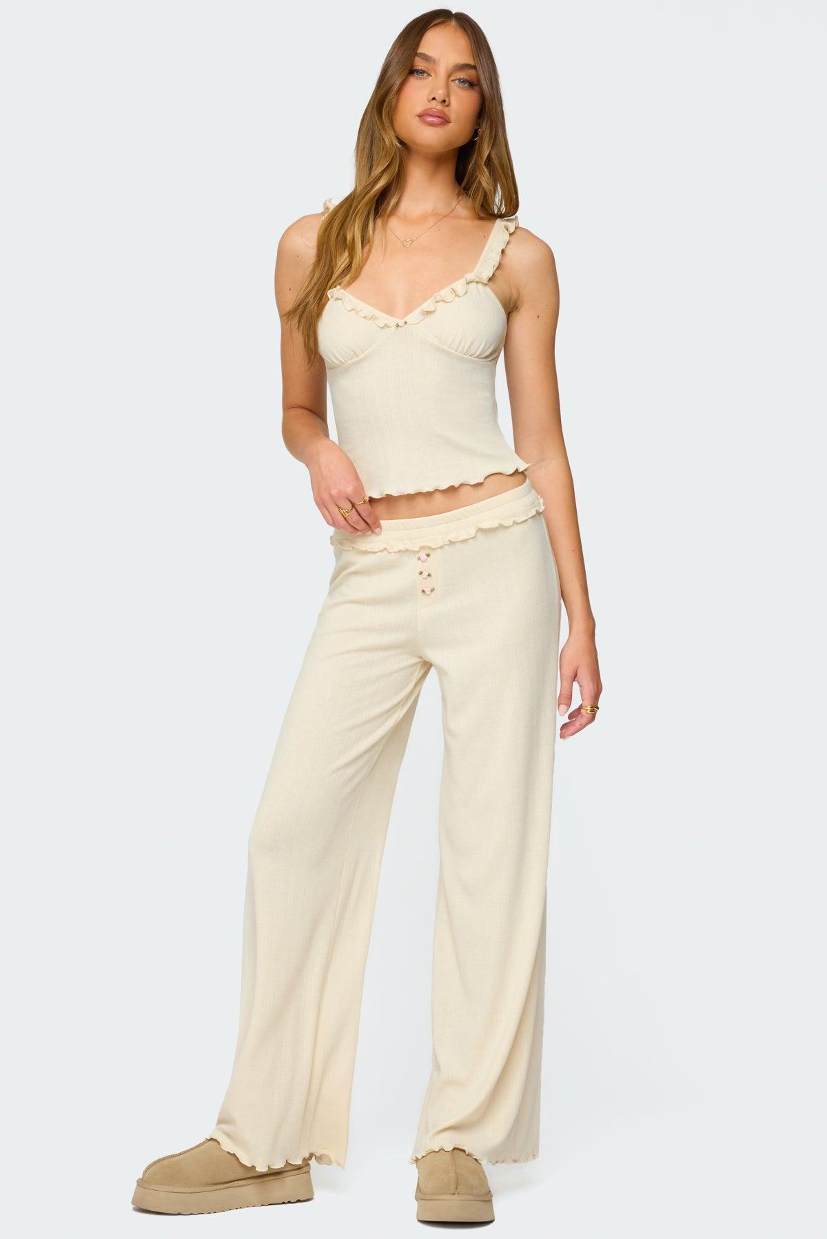 Posy Ruffle Pointelle Tank Top Product Image