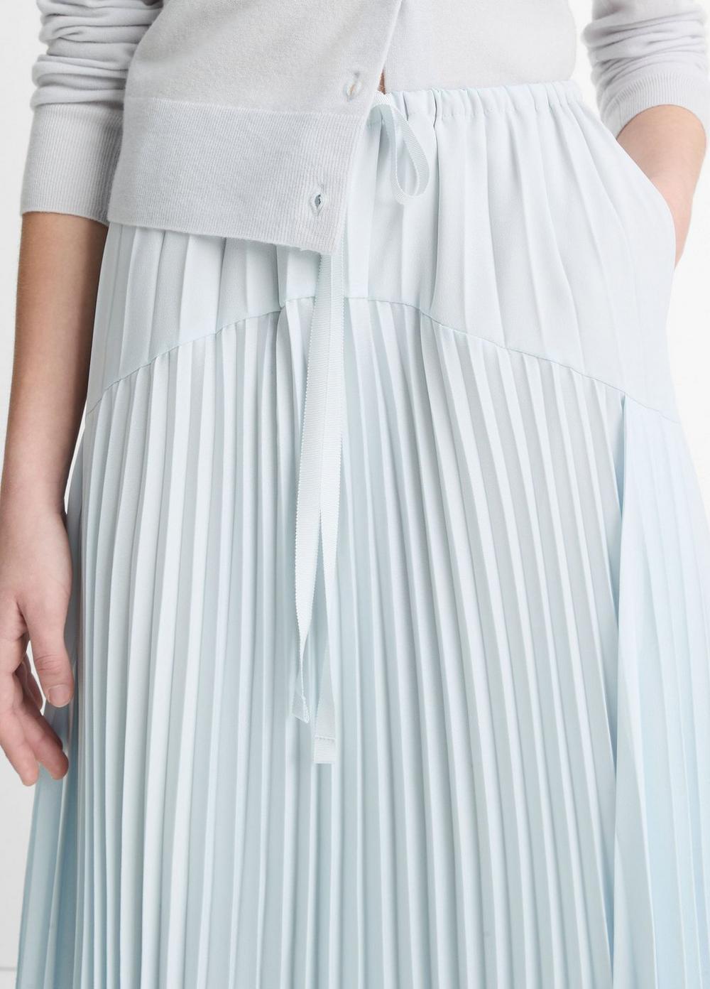 Womens Pleated Satin Tiered Skirt, Sky Mist, Size XXS Vince Product Image