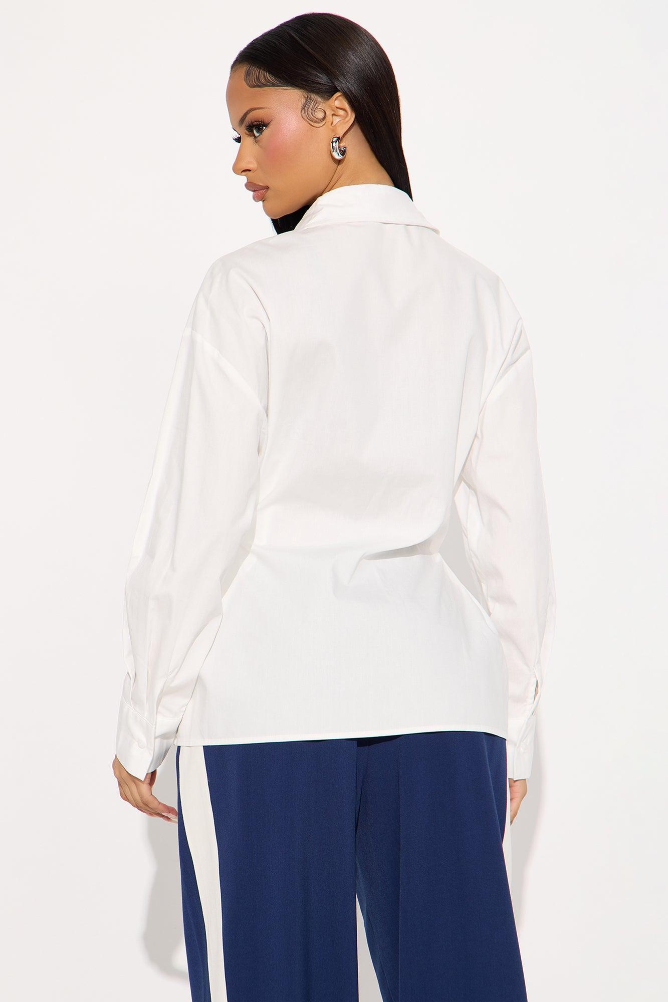 Sofia Poplin Shirt - White Product Image
