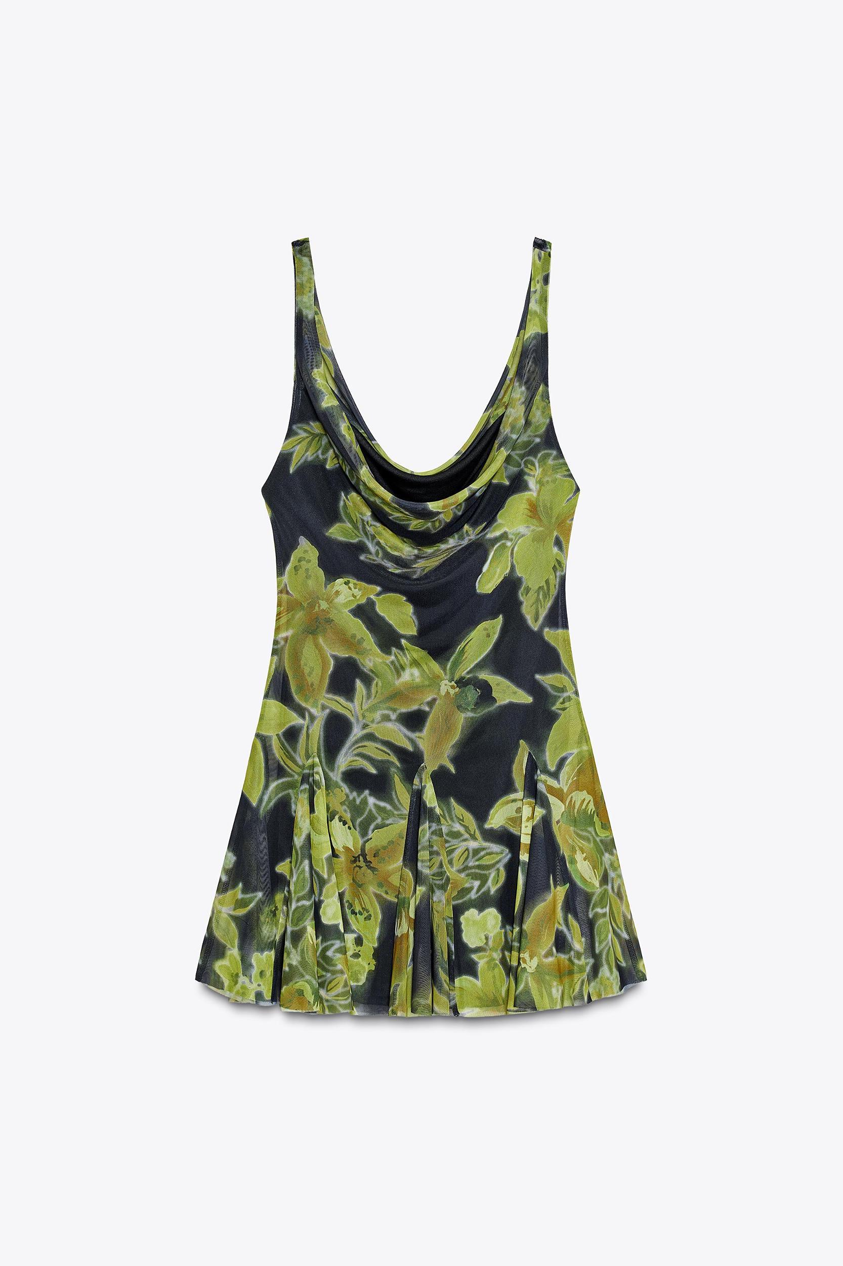 FLORAL PRINT TULLE SHORT DRESS Product Image