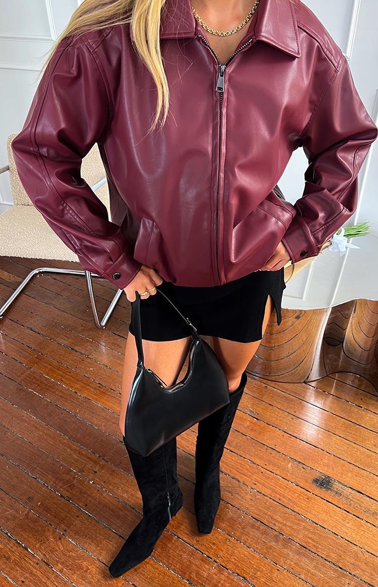 Abbi PU Red Bomber Jacket Girls Product Image