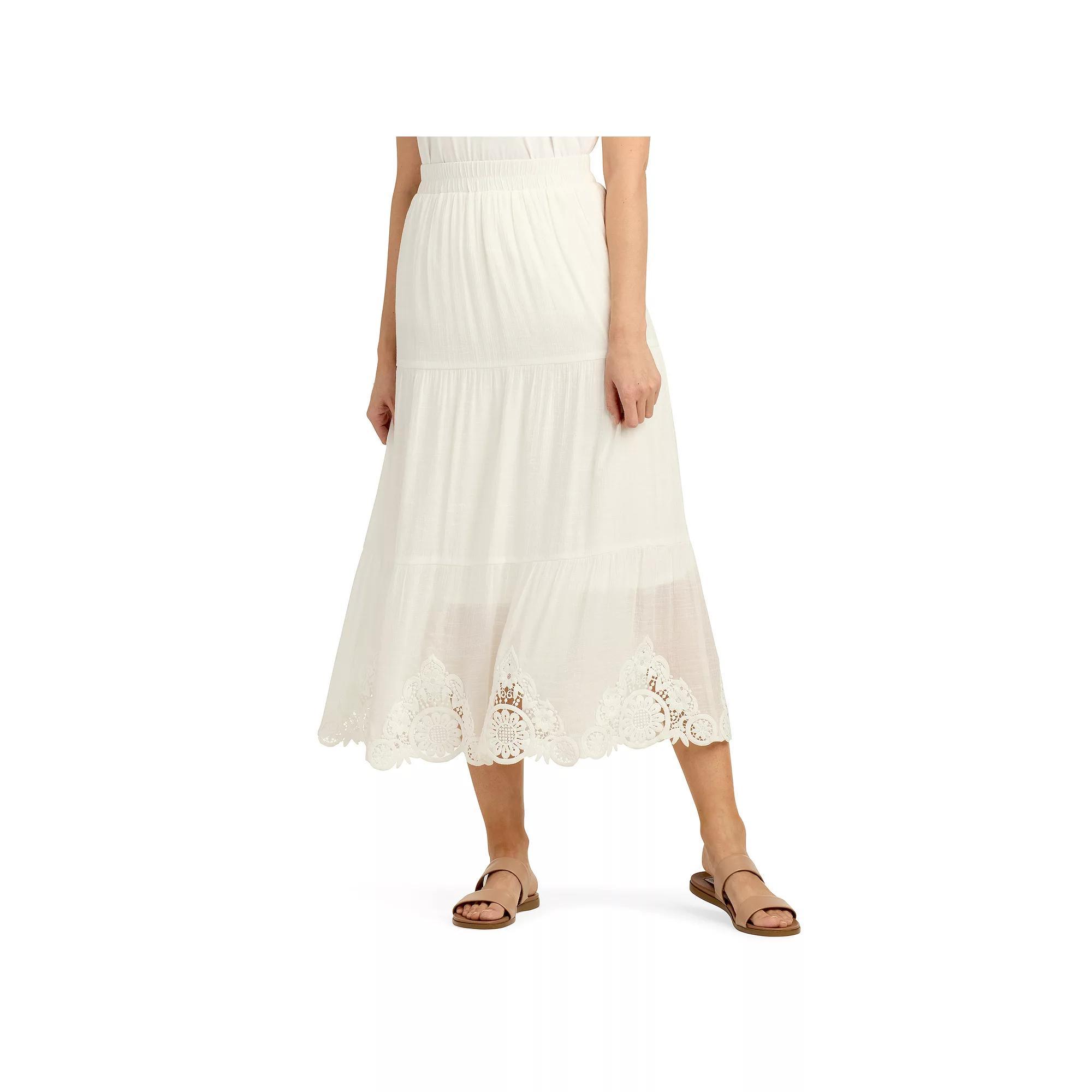 Womens AB Studio Pull-On Tiered Midi Skirt Product Image
