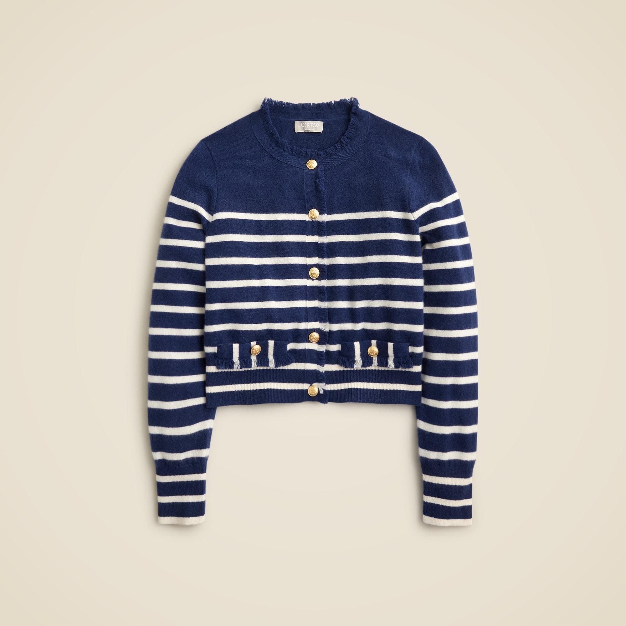 Cashmere fringe-trim sweater lady jacket Product Image