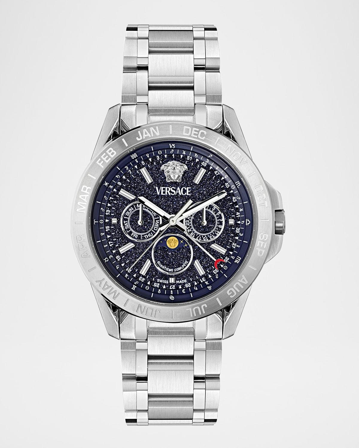 Versace Mens V-Galaxy Moonphase Chronograph Stainless Steel Bracelet Watch Product Image