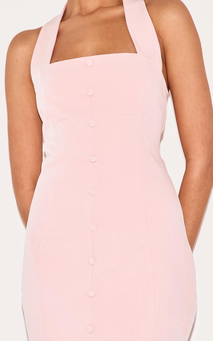  Dusty Pink Woven Halter Button Maxi Dress Product Image