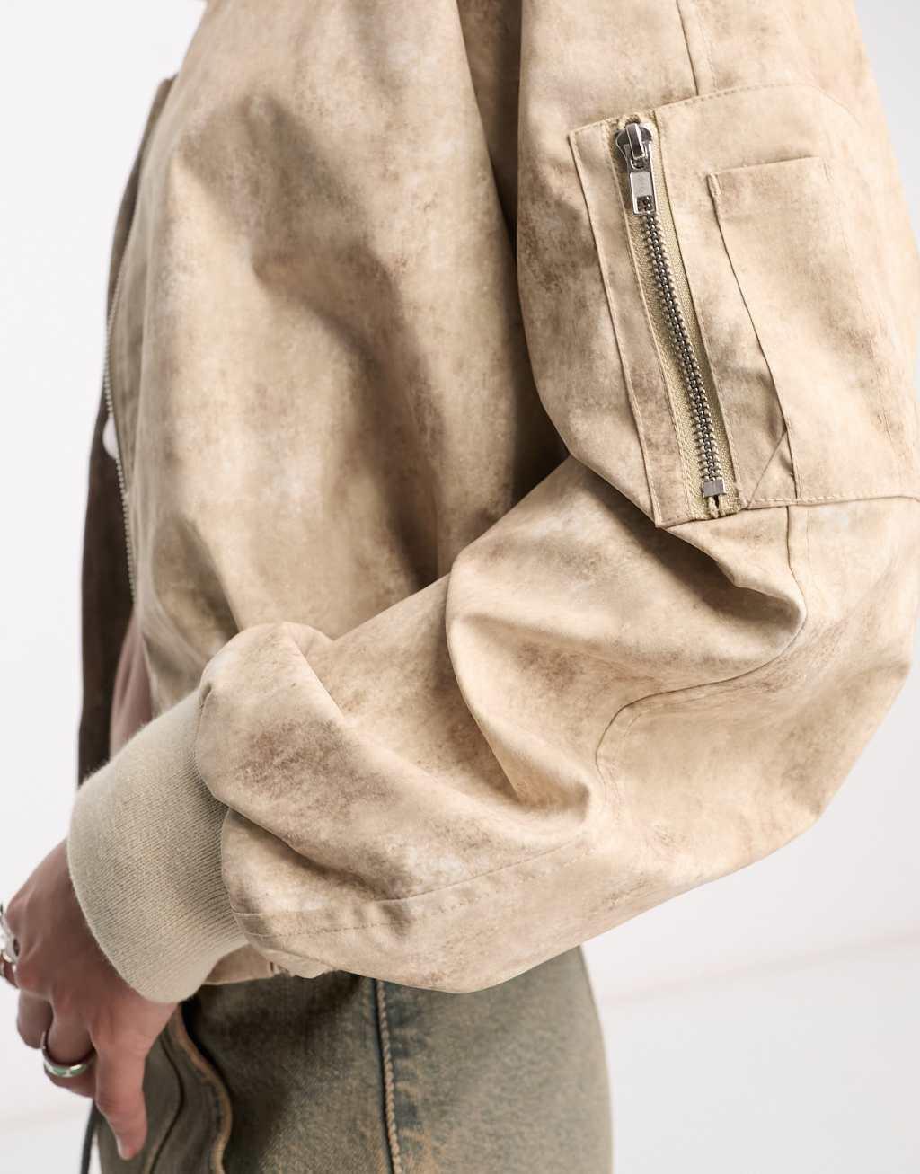 COLLUSION distressed printed bomber jacket Product Image