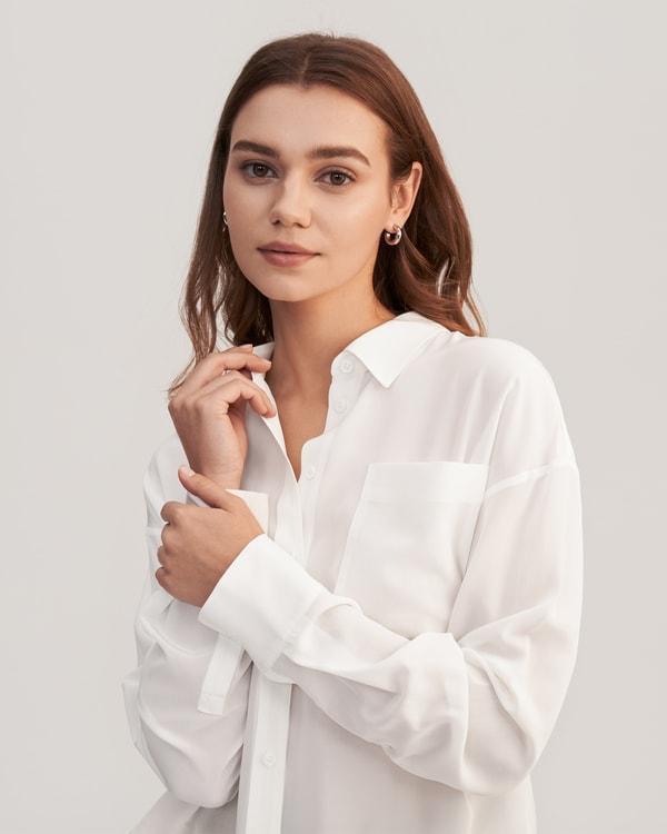 Drop Shoulders Oversize Silk Shirt Product Image