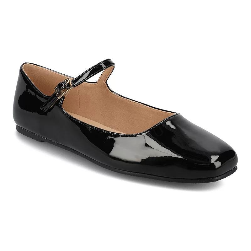 Journee Carrie Women's Mary Jane Flats, Size: 6.5, Black Patent Product Image