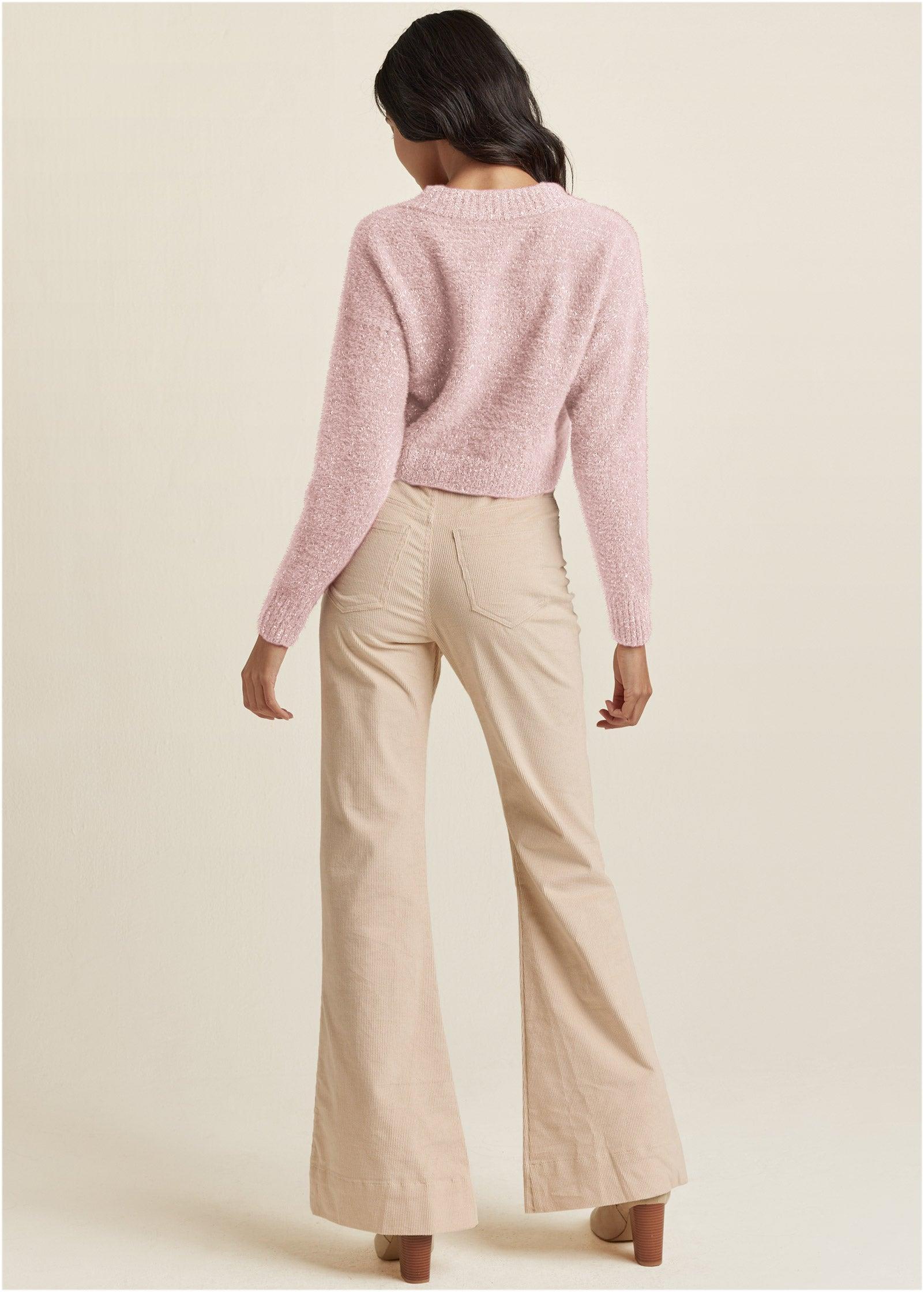 V-Neck Sweater - Pink Multi Product Image