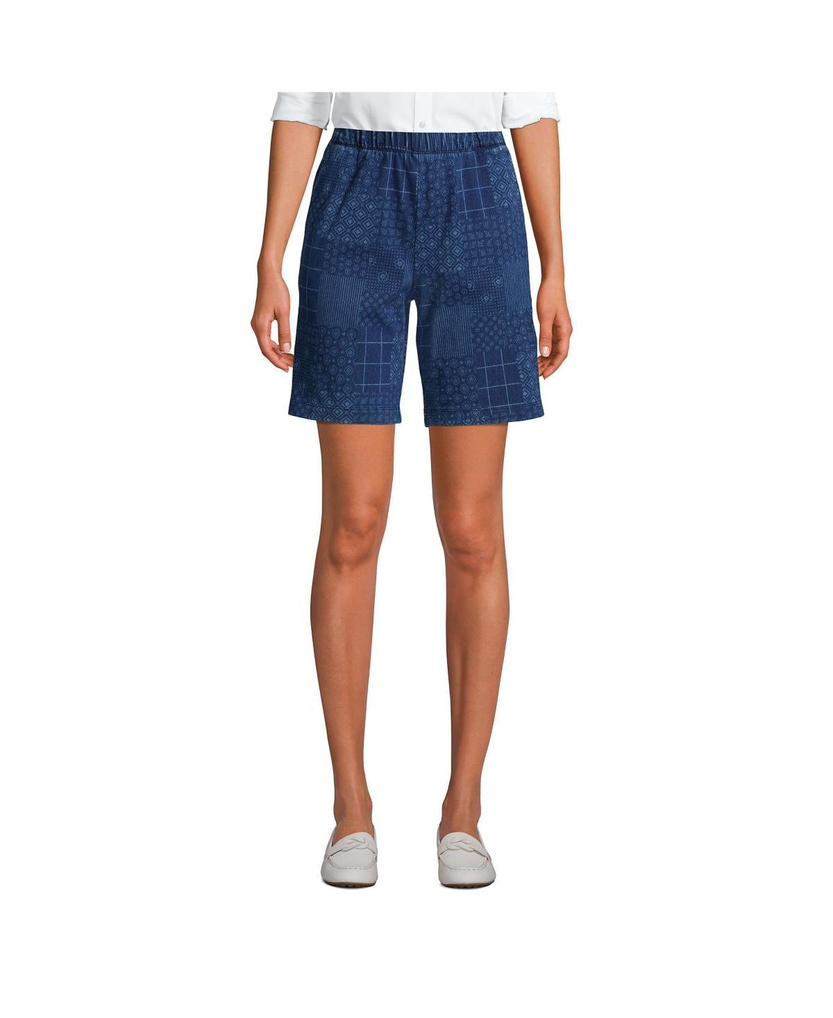 Womens Lands End Sport Knit Pull-On Shorts Medium Blue Product Image